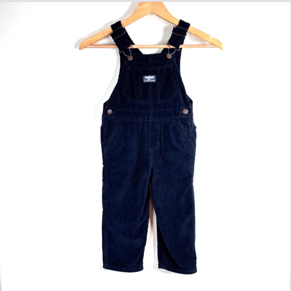 OshKosh Corduroy Overalls 3T Flannel Lined Navy Vestbak Retro Classic Fall - Picture 1 of 9